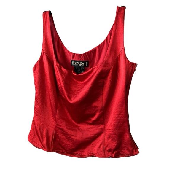 Vintage Escada Margaretha Ley Sleeveless Red Blouse Top Silk Wool Medium EU 36 - Picture 10 of 10